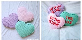 Candy Heart Pillow Free Crochet Pattern