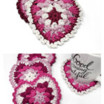 Granny Stitch Heart Coaster Free Crochet Pattern and Video Tutorial