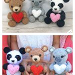 Valentine Bear Panda Koala Amigurumi Free Crochet Pattern