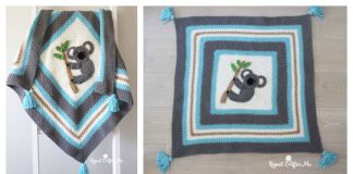 Koala Applique Moss Stitch Blanket Free Crochet Pattern