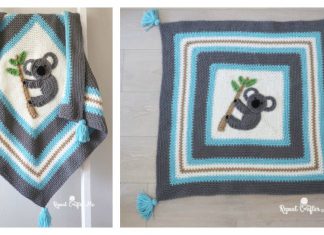 Koala Applique Moss Stitch Blanket Free Crochet Pattern