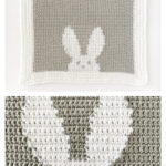 Modern Bunny Lovey Blanket Free Crochet pattern