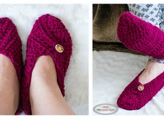 Button Slippers from Square Free Crochet Pattern and Video Tutorial