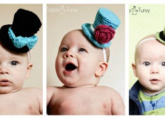 Mini Top Hat Headband Free Crochet Pattern