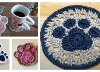 Paw Coaster Free Crochet Pattern and Paid