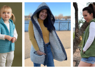 8 Hooded Sweater Vest Free Crochet Patterns