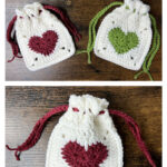 Heart Drawstring Pouch Free Crochet Pattern and Video Tutorial