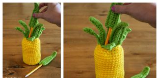 Pineapple Pen Holder Free Crochet Pattern and Video Tutorial