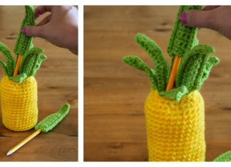 Pineapple Pen Holder Free Crochet Pattern and Video Tutorial