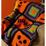 Pumpkin Face Throw Free Crochet Pattern