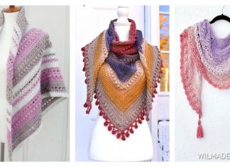 Puff Stitch Triangle Shawl Free Crochet Pattern