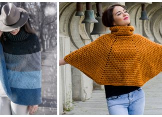 Easy Cowl Neck Poncho Crochet Patterns