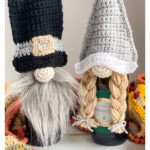 Pilgrim Gnome Bottle Topper Set Free Crochet Pattern