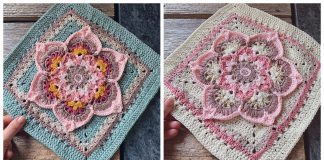 Blooming Lotus Square Free Crochet Pattern and Video Tutorial