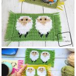 Dancing Sheep Mug Rug Free Crochet Pattern