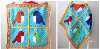 C2C Square Bird Blanket Free Crochet Pattern