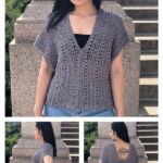 Easy V neck Summer Blouse Top Free Crochet Pattern and Video Tutorial