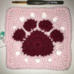 Paw Print Square Motif Free Crochet Pattern