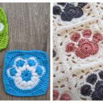 Paw Print Square Motif Free Crochet Pattern