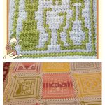 Tunisian Mosaic Mirror Cat Square Free Crochet Pattern