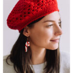 Holly Berry Granny Stitch Beret Free Crochet Pattern