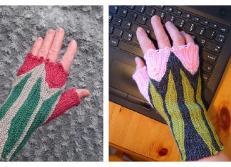 Tulips on Hands Fingerless Gloves Free Crochet Pattern