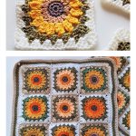 Sunflower Granny Square Free Crochet Pattern