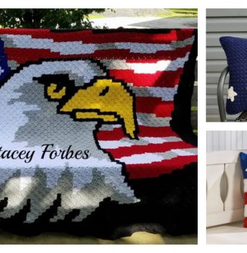 American Flag Inspired Projects Crochet Pattern - Blanket & Pillow