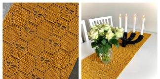 Fiery Dragonflies Table Runner Free Crochet Pattern