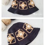 Bobble Granny Square Bucket Hat Free Crochet Pattern