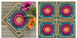 Oriental Flower Square Free Crochet Pattern