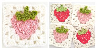 Strawberry Granny Square Free Crochet Pattern