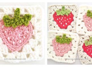 Strawberry Granny Square Free Crochet Pattern