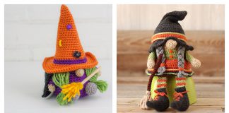 Witch Gnome and Broom Free Crochet Pattern