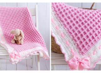 Waffle Stitch Baby Blanket Free Crochet Pattern and Video Tutorial