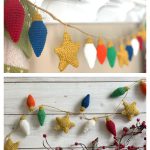 Christmas Holiday Light Bulb and Star Garland Free Crochet Pattern