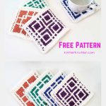 Easy Tunisian Mosaic Coasters Free Crochet Pattern