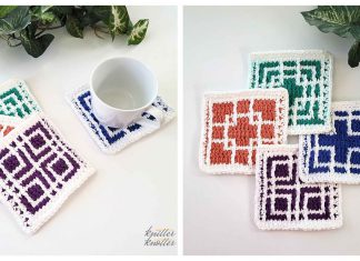 Easy Tunisian Mosaic Coasters Free Crochet Pattern