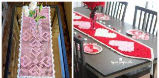 Heart Table Runner Free Crochet Pattern