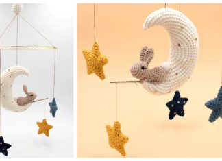 Moon Bunny and Stars Mobile Free Crochet Pattern