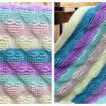 Tunisian Striped Hearts Baby Blanket Free Crochet Pattern