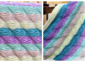 Tunisian Striped Hearts Baby Blanket Free Crochet Pattern