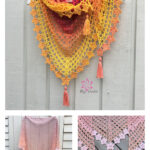 Tea Flower Triangular Shawl Free Crochet Pattern