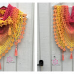 Tea Flower Triangular Shawl Free Crochet Pattern