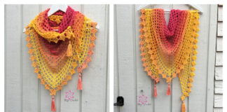 Tea Flower Triangular Shawl Free Crochet Pattern