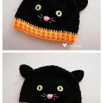 Halloween Black Cat Baby Hat Free Crochet Pattern