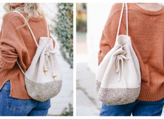 Voyager Bucket Drawstring Backpack Free Crochet Pattern