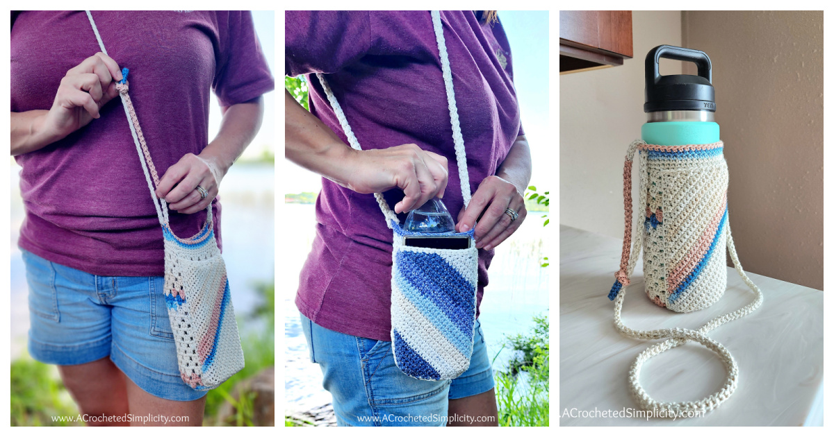 Water Bottle Holder with Phone Pocket Free Crochet Pattern Cool