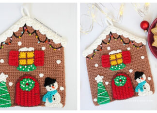 Gingerbread House Potholder Free Crochet Pattern