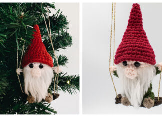 Gnome on a Swing Ornament Free Crochet Pattern